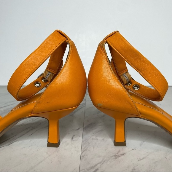 Franco Sarto Bery Orange Leather Ankle Strap Heeled Sandal 6 1/2 M - Picture 8 of 16